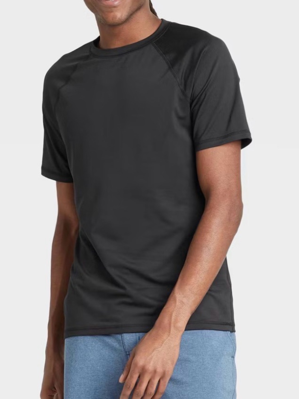 Goodfellow and Co S - Mens Short Sleeve Black Rashguard Swim Shirt